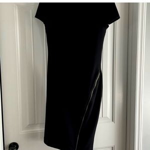 Express black midi dress with zipper detail. LIKE NEW